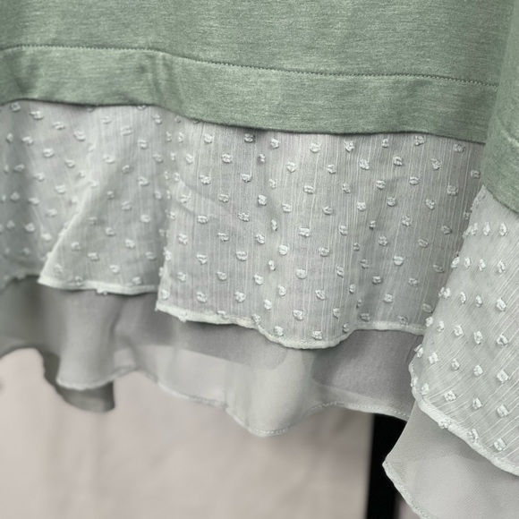 LOGO by Lori Goldstein Lounge Sage Green Open Cardigan Sweater W Pockets Size L - Picture 5 of 5